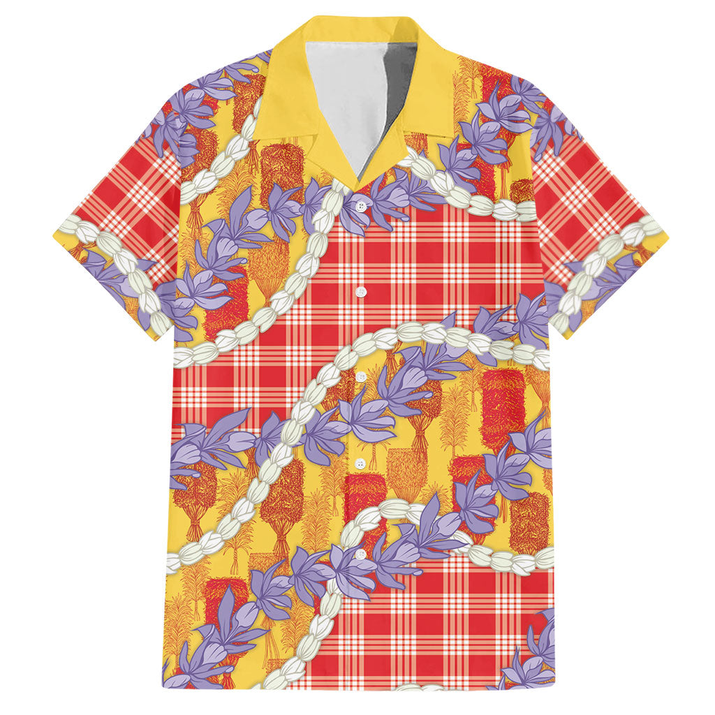 Hawaii Kahili Palaka Motifs Hawaiian Shirt Hawaiian Honohono Pikake Lei LT14 Red - Polynesian Pride