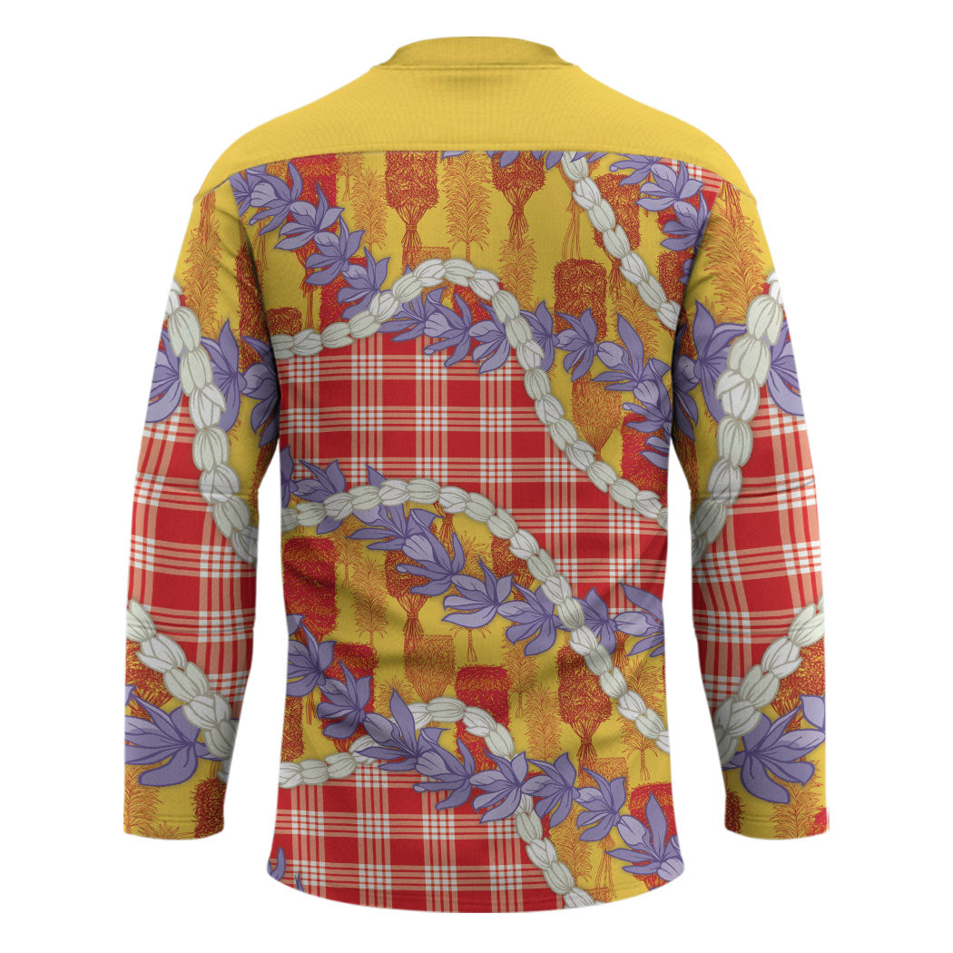 Hawaii Kahili Palaka Motifs Hockey Jersey Hawaiian Honohono Pikake Lei