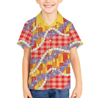 Hawaii Kahili Palaka Motifs Kid Hawaiian Shirt Hawaiian Honohono Pikake Lei