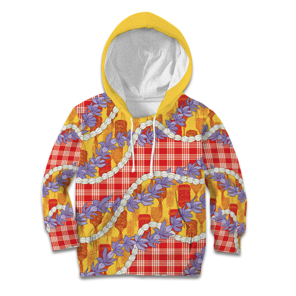 Hawaii Kahili Palaka Motifs Kid Hoodie Hawaiian Honohono Pikake Lei LT14 Hoodie Red - Polynesian Pride