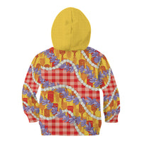 Hawaii Kahili Palaka Motifs Kid Hoodie Hawaiian Honohono Pikake Lei
