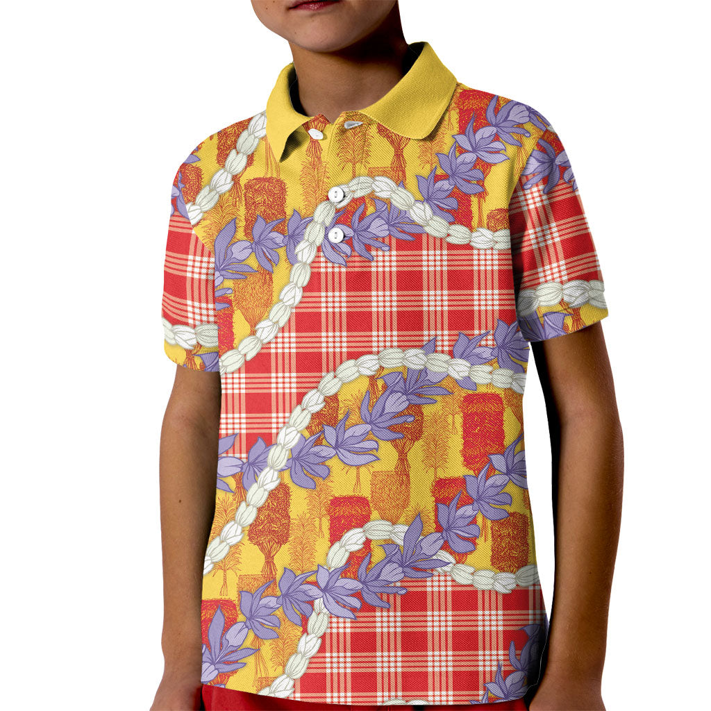 Hawaii Kahili Palaka Motifs Kid Polo Shirt Hawaiian Honohono Pikake Lei