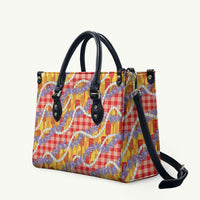 Hawaii Kahili Palaka Motifs Leather Bag Hawaiian Honohono Pikake Lei