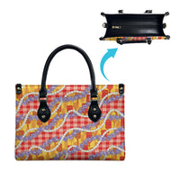 Hawaii Kahili Palaka Motifs Leather Bag Hawaiian Honohono Pikake Lei