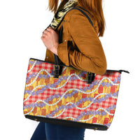 Hawaii Kahili Palaka Motifs Leather Tote Bag Hawaiian Honohono Pikake Lei