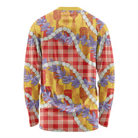 Hawaii Kahili Palaka Motifs Long Sleeve Shirt Hawaiian Honohono Pikake Lei