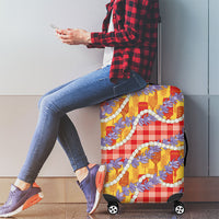 Hawaii Kahili Palaka Motifs Luggage Cover Hawaiian Honohono Pikake Lei