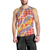 Hawaii Kahili Palaka Motifs Men Tank Top Hawaiian Honohono Pikake Lei