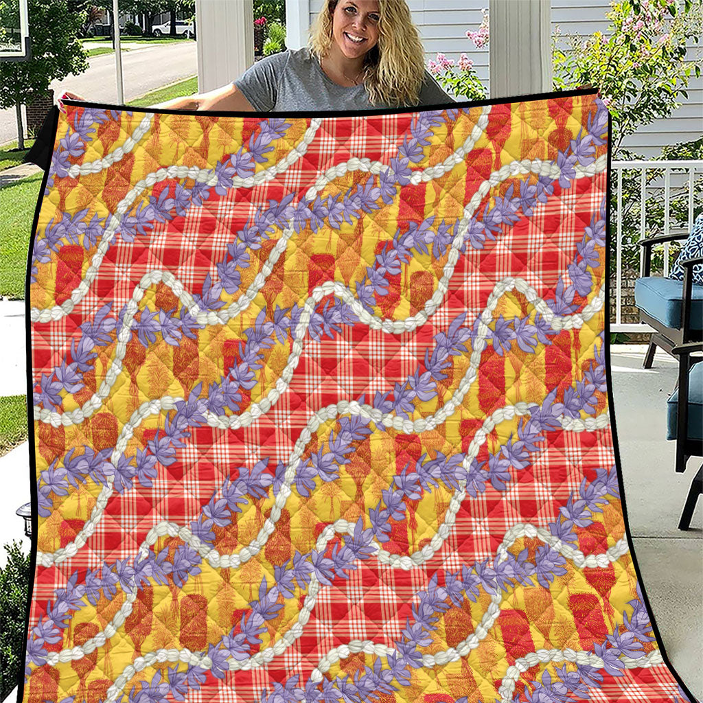 Hawaii Kahili Palaka Motifs Quilt Hawaiian Honohono Pikake Lei