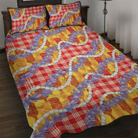 Hawaii Kahili Palaka Motifs Quilt Bed Set Hawaiian Honohono Pikake Lei