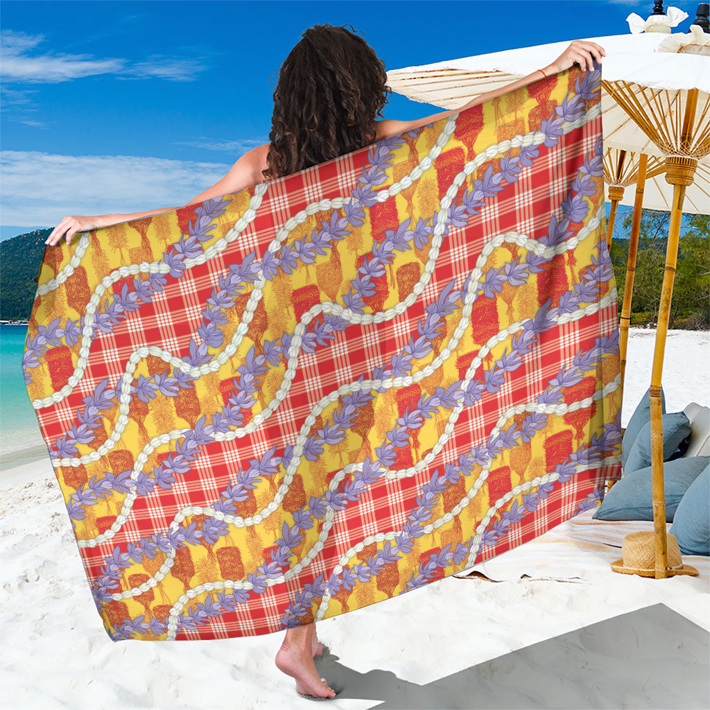Hawaii Kahili Palaka Motifs Sarong Hawaiian Honohono Pikake Lei