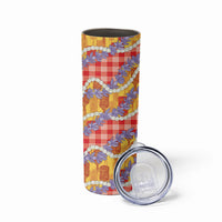 Hawaii Kahili Palaka Motifs Skinny Tumbler Hawaiian Honohono Pikake Lei LT14 - Polynesian Pride