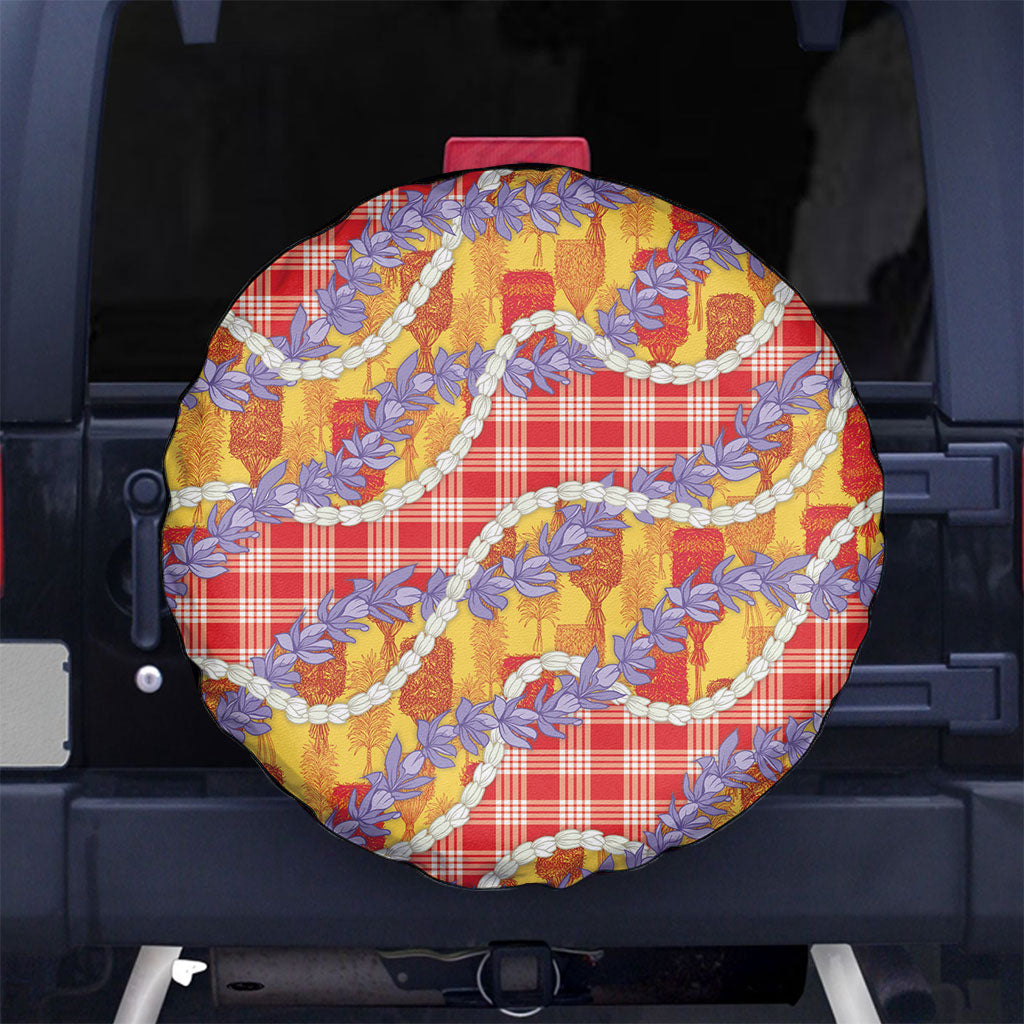 Hawaii Kahili Palaka Motifs Spare Tire Cover Hawaiian Honohono Pikake Lei LT14 No hole Red - Polynesian Pride