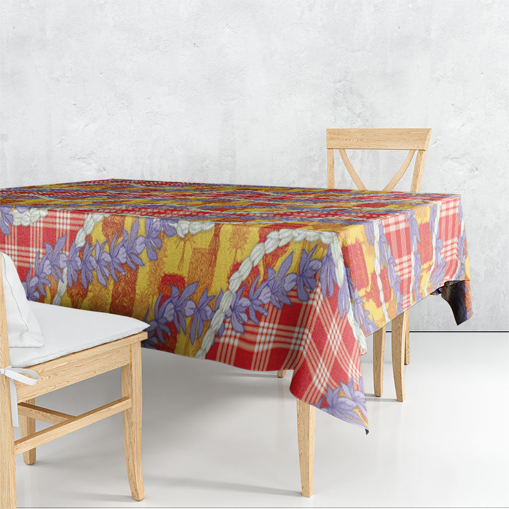 Hawaii Kahili Palaka Motifs Tablecloth Hawaiian Honohono Pikake Lei