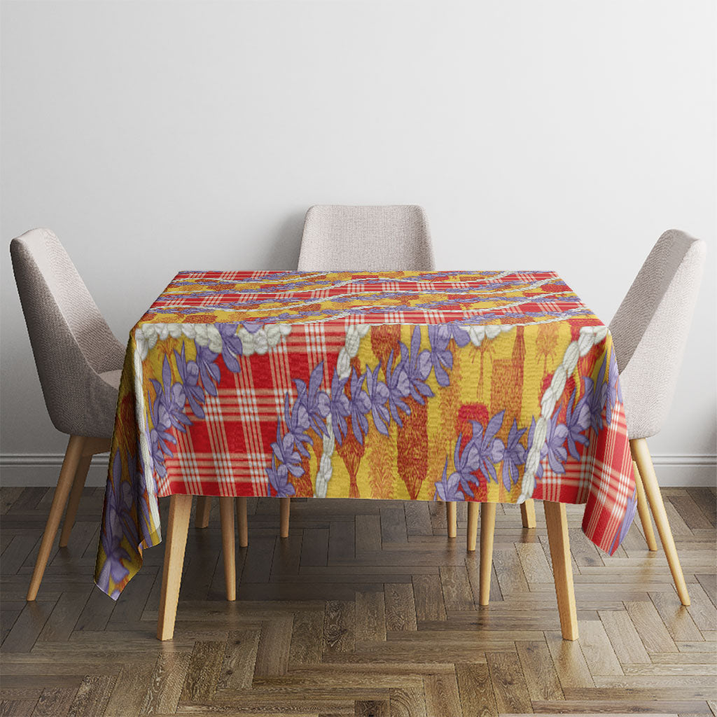 Hawaii Kahili Palaka Motifs Tablecloth Hawaiian Honohono Pikake Lei