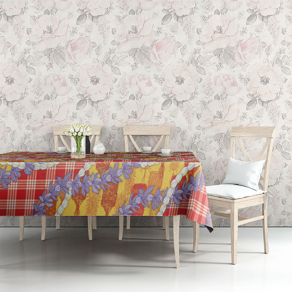 Hawaii Kahili Palaka Motifs Tablecloth Hawaiian Honohono Pikake Lei
