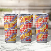 Hawaii Kahili Palaka Motifs Tumbler Cup Hawaiian Honohono Pikake Lei