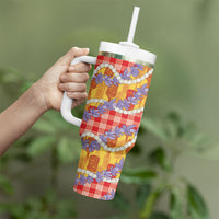 Hawaii Kahili Palaka Motifs Tumbler With Handle Hawaiian Honohono Pikake Lei