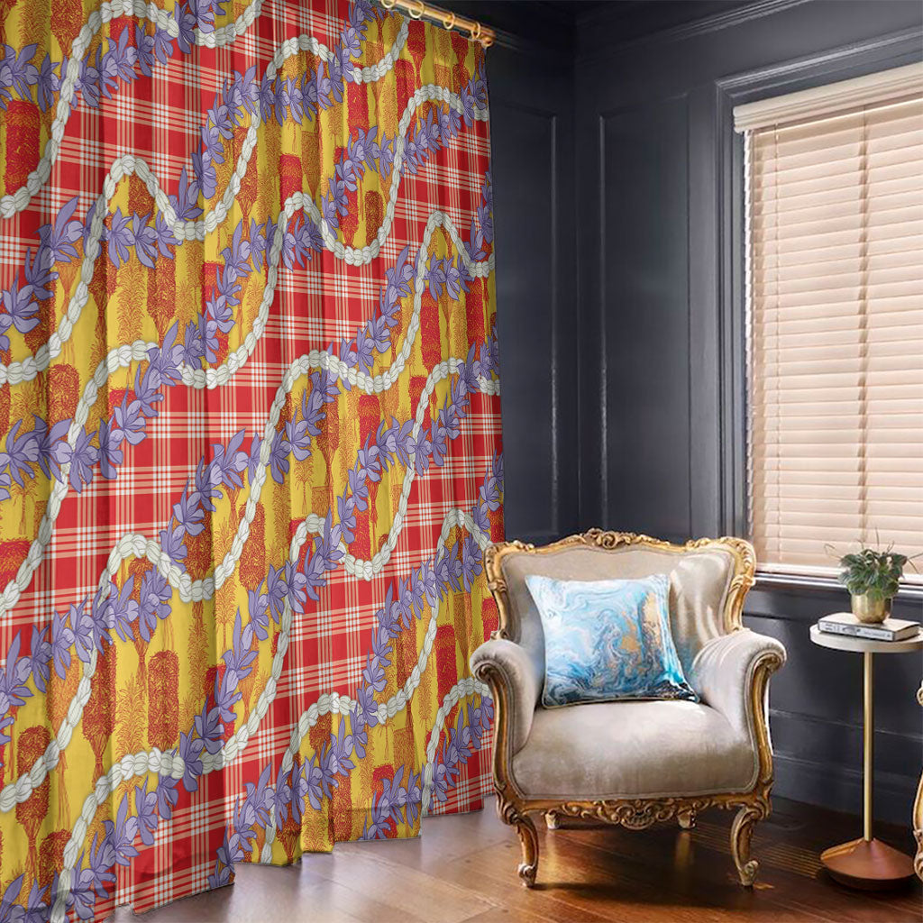 Hawaii Kahili Palaka Motifs Window Curtain Hawaiian Honohono Pikake Lei
