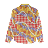 Hawaii Kahili Palaka Motifs Women Casual Shirt Hawaiian Honohono Pikake Lei
