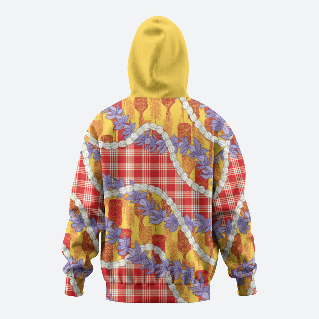 Hawaii Kahili Palaka Motifs Zip Hoodie Hawaiian Honohono Pikake Lei