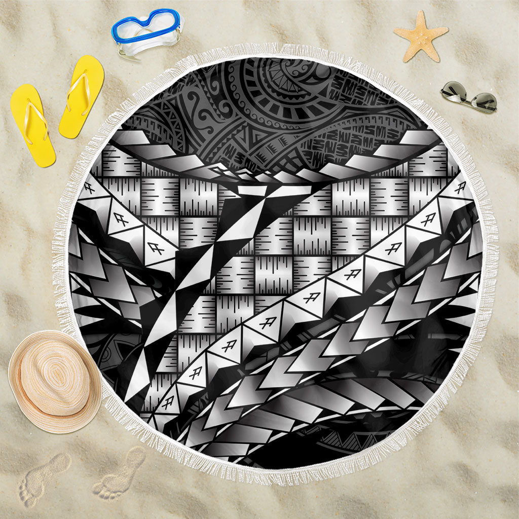 Hawaii Lauhala Tattoo Beach Blanket Hawaiian Hala Leaf Weaving LT14 One Size 150cm Black - Polynesian Pride