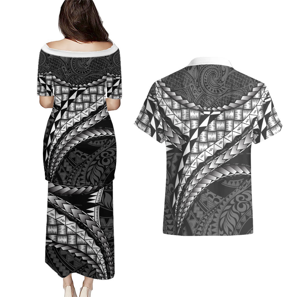 Hawaii Lauhala Tattoo Couples Matching Puletasi and Hawaiian Shirt Hawaiian Hala Leaf Weaving