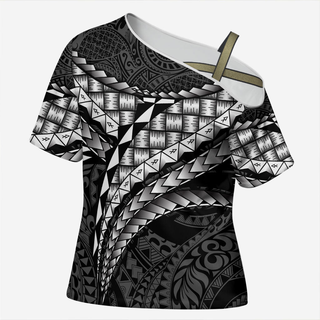 Hawaii Lauhala Tattoo Cross Shoulder Shirt Hawaiian Hala Leaf Weaving