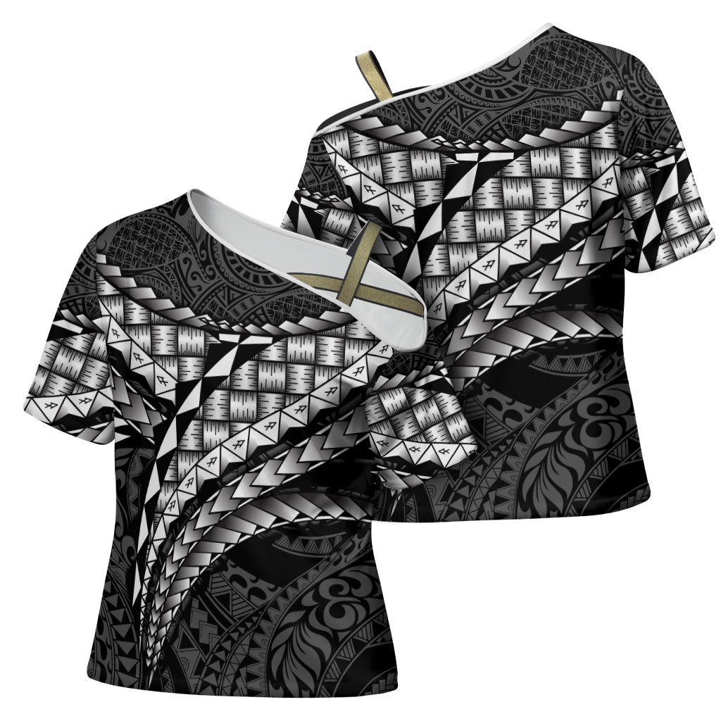 Hawaii Lauhala Tattoo Cross Shoulder Shirt Hawaiian Hala Leaf Weaving
