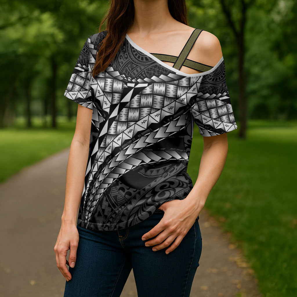 Hawaii Lauhala Tattoo Cross Shoulder Shirt Hawaiian Hala Leaf Weaving