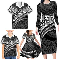 Hawaii Lauhala Tattoo Family Matching Long Sleeve Bodycon Dress and Hawaiian Shirt Hawaiian Hala Leaf Weaving LT14 - Polynesian Pride