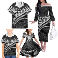 Hawaii Lauhala Tattoo Family Matching Off The Shoulder Long Sleeve Dress and Hawaiian Shirt Hawaiian Hala Leaf Weaving LT14 - Polynesian Pride