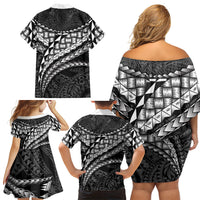 Hawaii Lauhala Tattoo Family Matching Off Shoulder Short Dress and Hawaiian Shirt Hawaiian Hala Leaf Weaving
