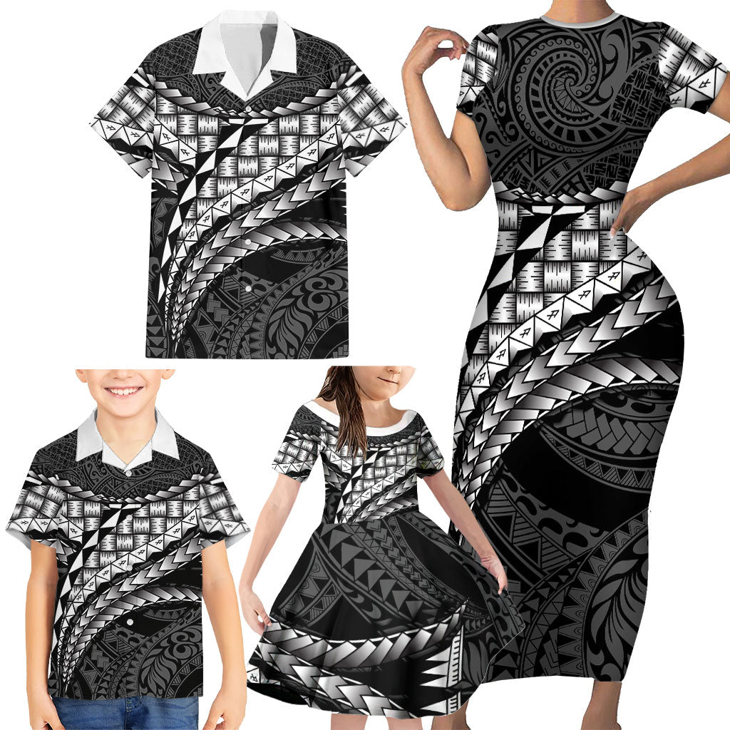 Hawaii Lauhala Tattoo Family Matching Short Sleeve Bodycon Dress and Hawaiian Shirt Hawaiian Hala Leaf Weaving LT14 - Polynesian Pride