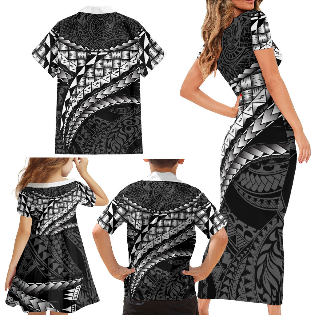 Hawaii Lauhala Tattoo Family Matching Short Sleeve Bodycon Dress and Hawaiian Shirt Hawaiian Hala Leaf Weaving LT14 - Polynesian Pride