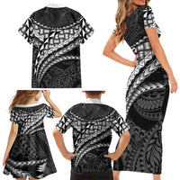 Hawaii Lauhala Tattoo Family Matching Short Sleeve Bodycon Dress and Hawaiian Shirt Hawaiian Hala Leaf Weaving LT14 - Polynesian Pride