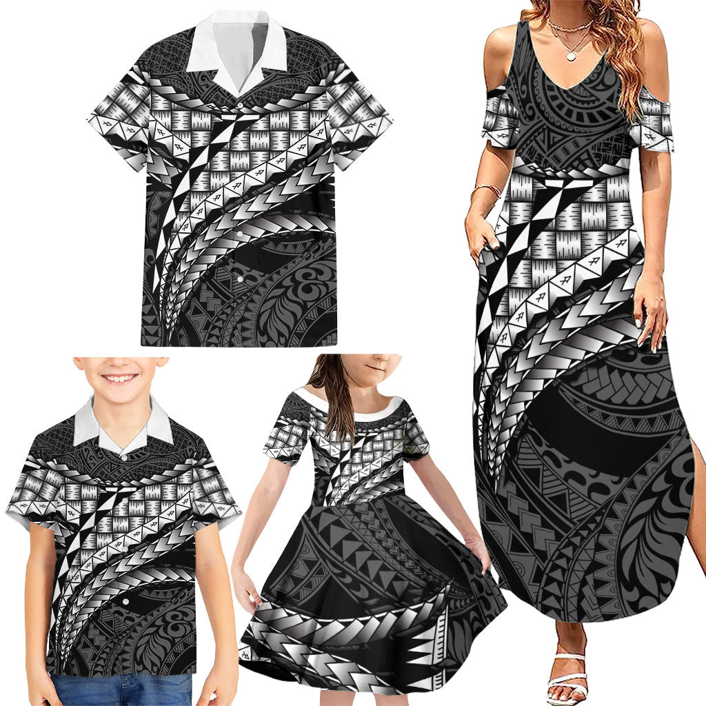 Hawaii Lauhala Tattoo Family Matching Summer Maxi Dress and Hawaiian Shirt Hawaiian Hala Leaf Weaving LT14 - Polynesian Pride