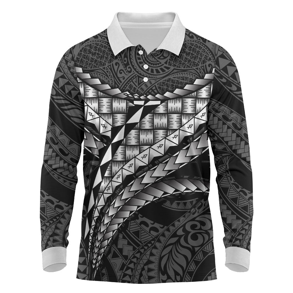 Hawaii Lauhala Tattoo Long Sleeve Polo Shirt Hawaiian Hala Leaf Weaving