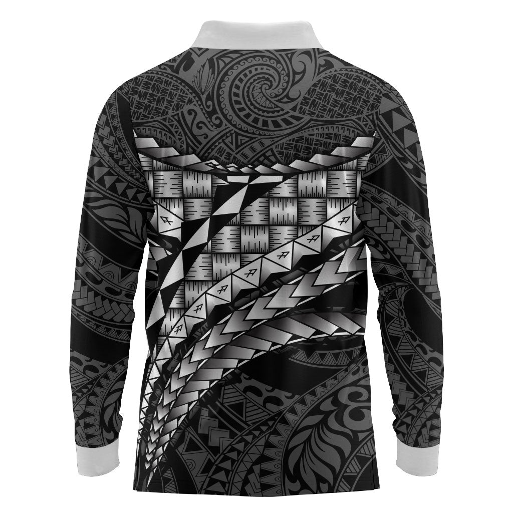 Hawaii Lauhala Tattoo Long Sleeve Polo Shirt Hawaiian Hala Leaf Weaving