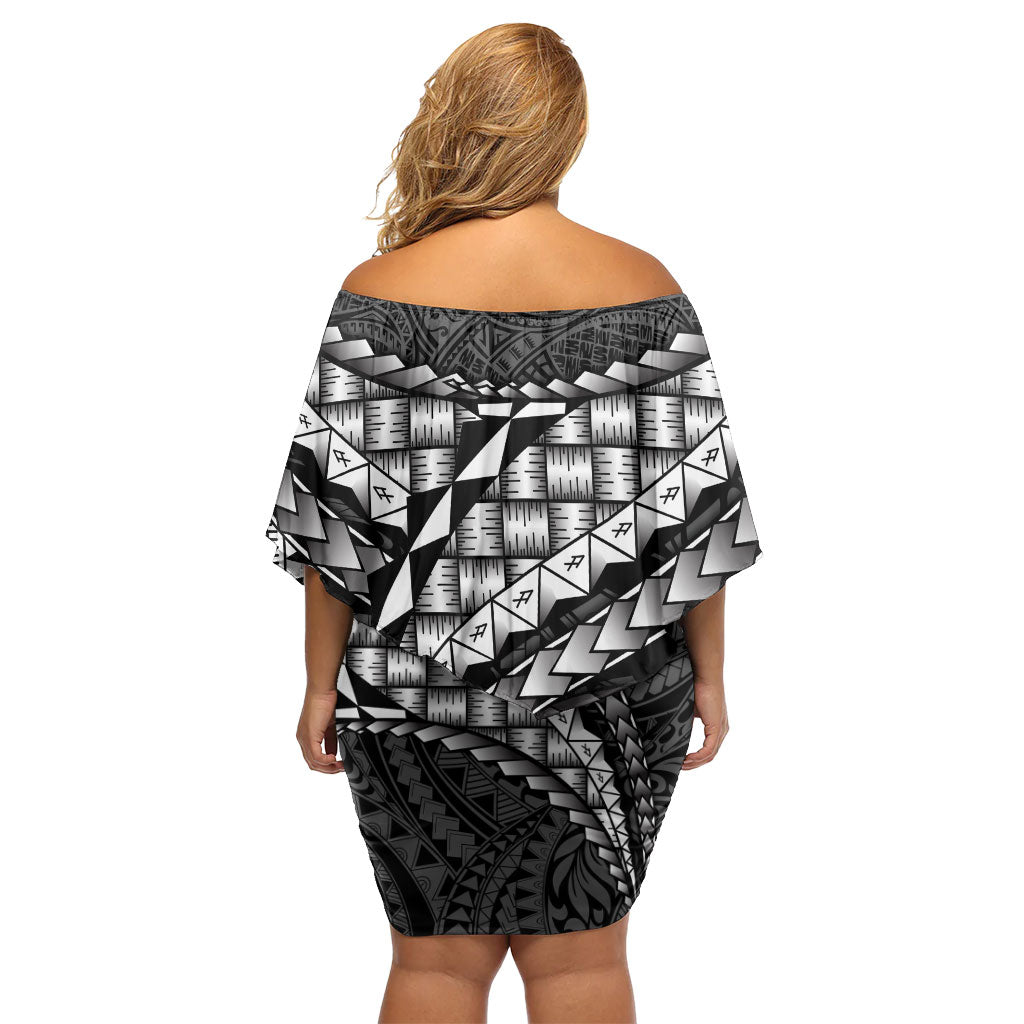 Hawaii Lauhala Tattoo Off Shoulder Short Dress Hawaiian Hala Leaf Weaving