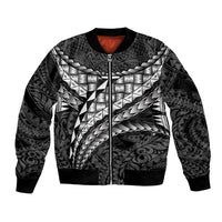 Hawaii Lauhala Tattoo Sleeve Zip Bomber Jacket Hawaiian Hala Leaf Weaving