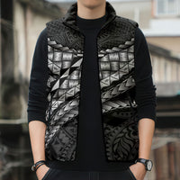 Hawaii Lauhala Tattoo Sleeveless Puffer Jacket Hawaiian Hala Leaf Weaving