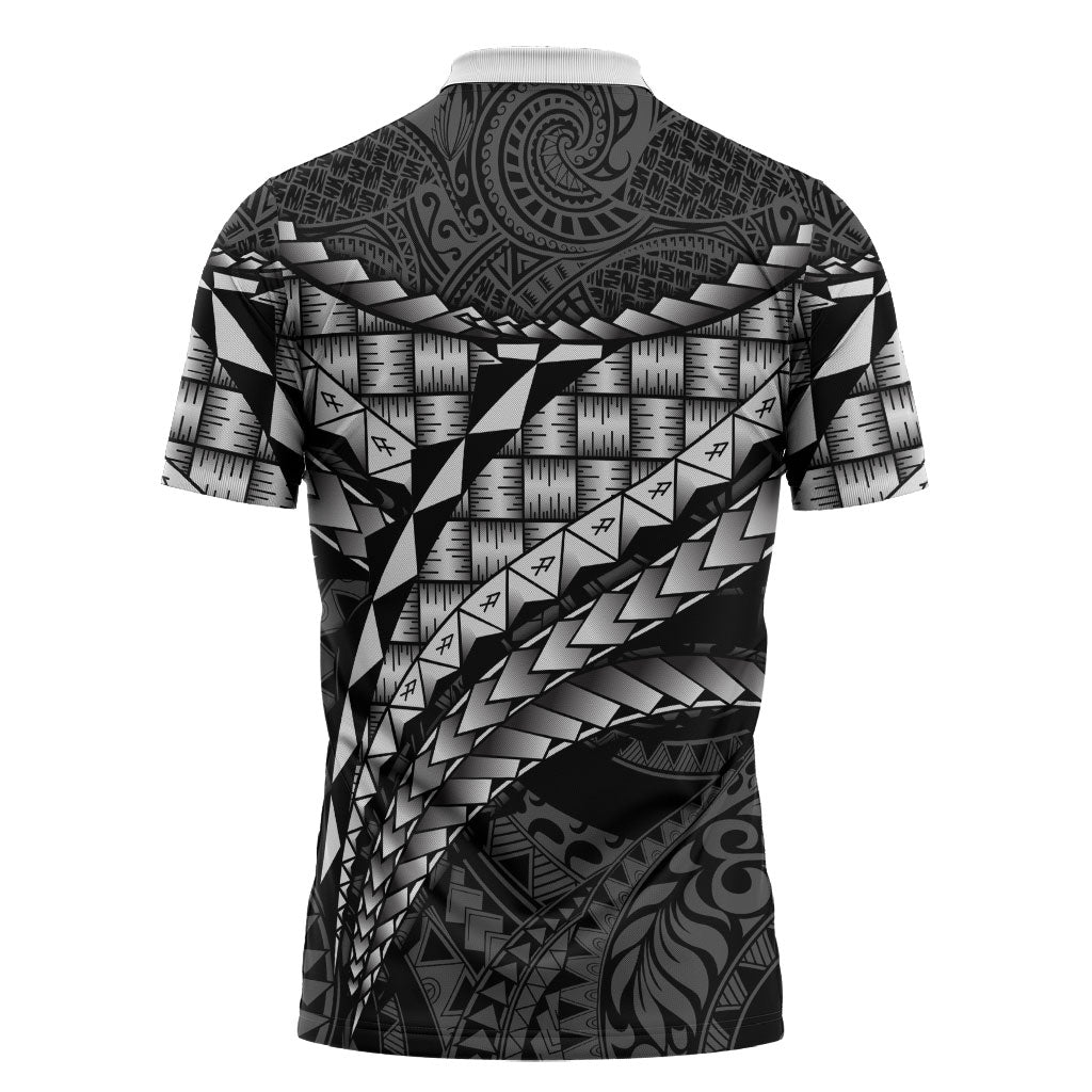 Hawaii Lauhala Tattoo Zipper Polo Shirt Hawaiian Hala Leaf Weaving