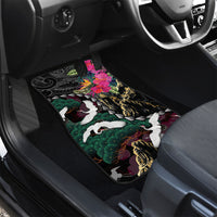 Hawaiian and Japanese Culture Car Mats Crane Sakura Hibiscus Tropical Vibes