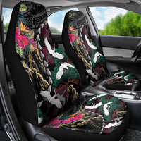 Hawaiian and Japanese Culture Car Seat Cover Crane Sakura Hibiscus Tropical Vibes