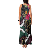 Hawaiian and Japanese Culture Family Matching Tank Maxi Dress and Hawaiian Shirt Crane Sakura Hibiscus Tropical Vibes LT14 - Polynesian Pride