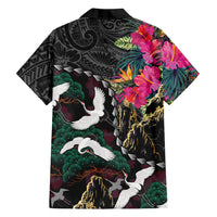 Hawaiian and Japanese Culture Hawaiian Shirt Crane Sakura Hibiscus Tropical Vibes