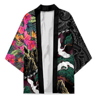Hawaiian and Japanese Culture Kimono Crane Sakura Hibiscus Tropical Vibes