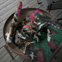 Hawaiian and Japanese Culture Wrapping Paper Crane Sakura Hibiscus Tropical Vibes
