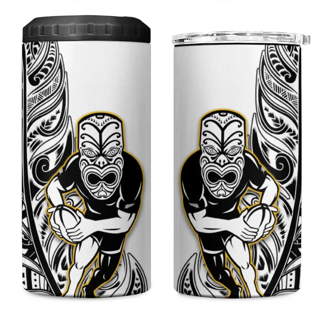 New Zealand Silver Fern Rugby 4 in 1 Can Cooler Tumbler All Black Maori Version White LT14 One Size: 16 oz White - Polynesian Pride